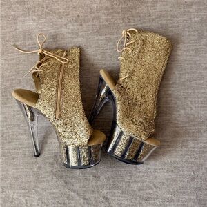 Gold Glitter Platform Heels